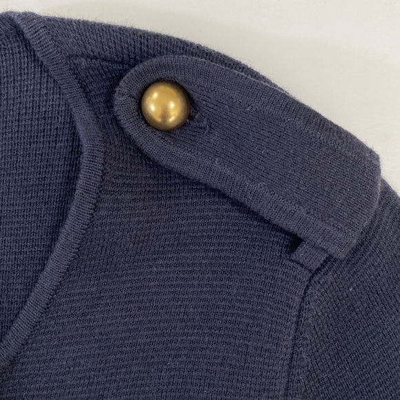 Ann Taylor Sweater Women's Size L Navy with Gold Buttons Military-Inspired - Picture 6 of 10